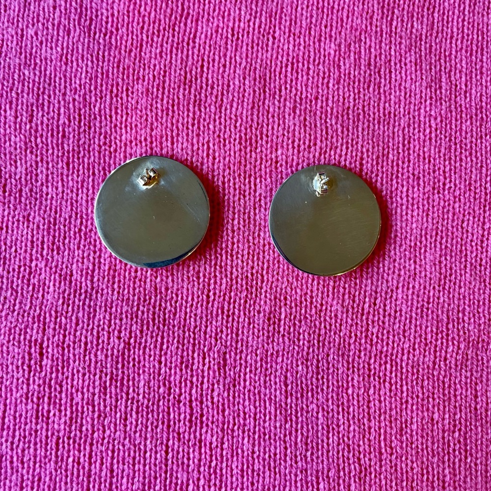 Fortunoff 925 Sterling Silver  Disc  Earrings - Picture 2 of 16